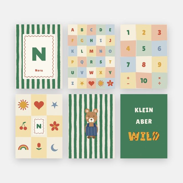 Namensposter 6er-Set „ABC & Bär“ – Motiv