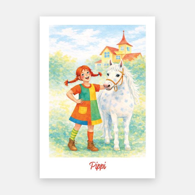 Pippi mit ihrem Pferd – Motiv