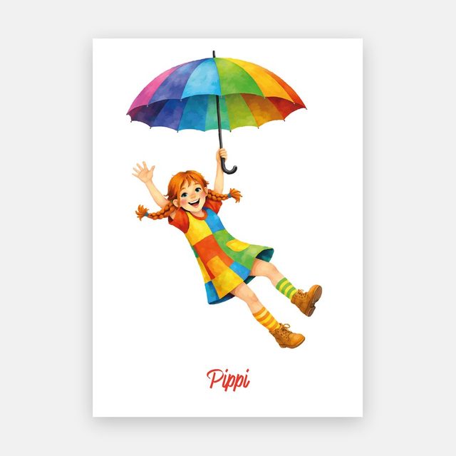 Pippi mit Regenschirm – Motiv